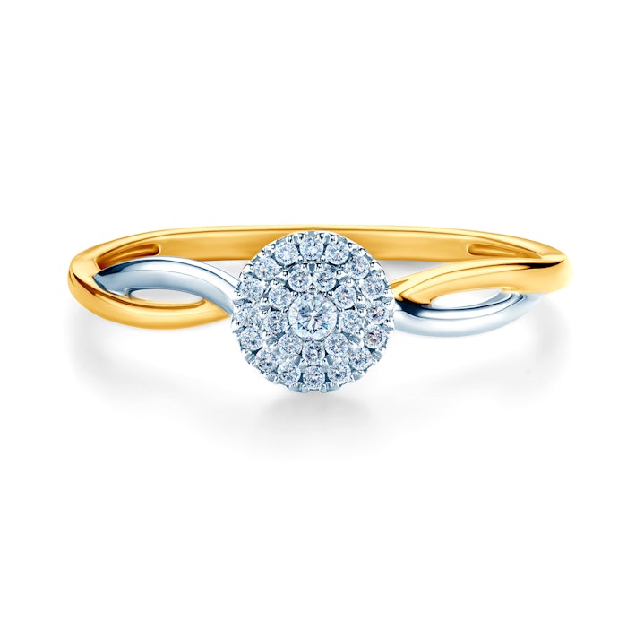 Engagement Ring: two colour gold, diamonds