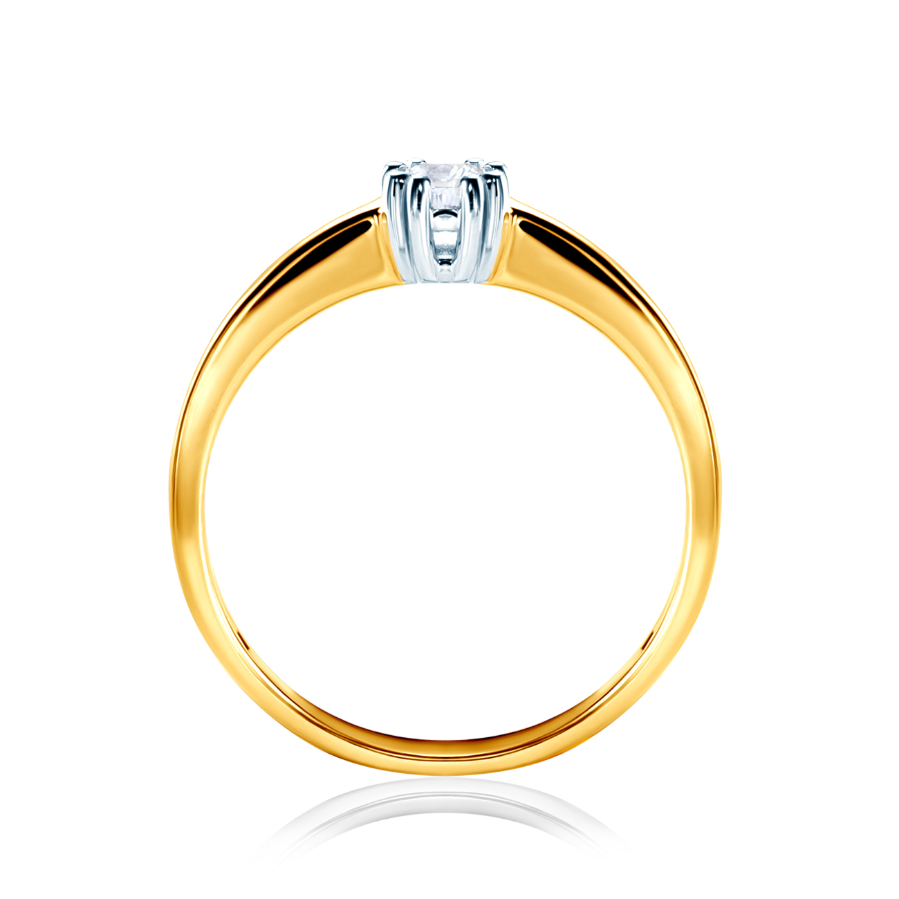 Verlobungsring Savicki: Zweifarbiges Gold, Weißer Saphir