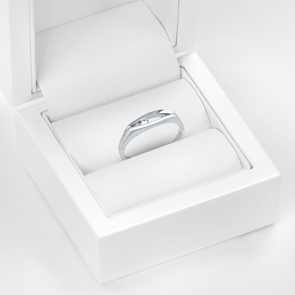 Pierścionek zaręczynowy SAVICKI: białe złoto, diament