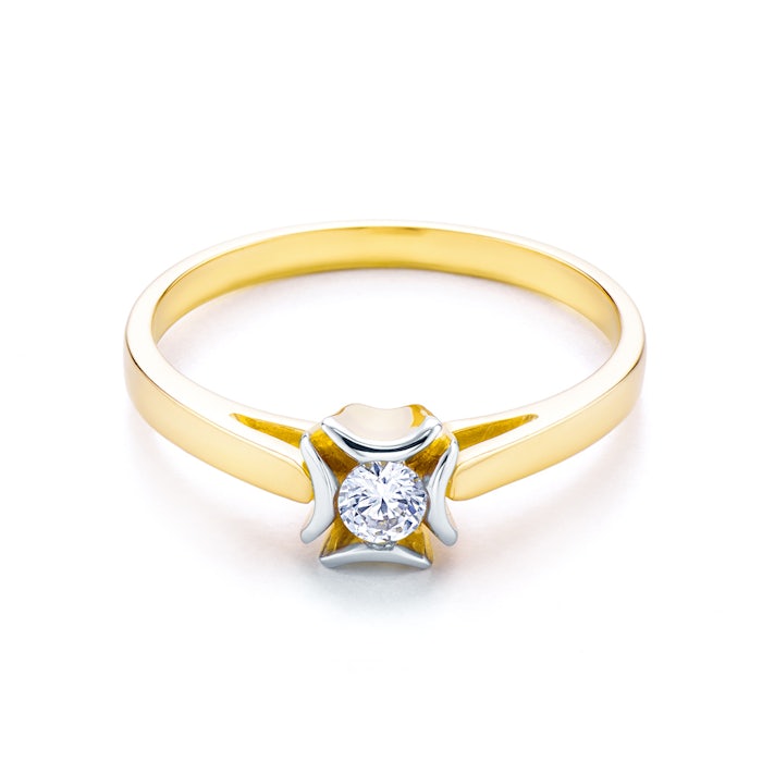 Prsten SAVICKI: dvoubarevné zlato, zirkon