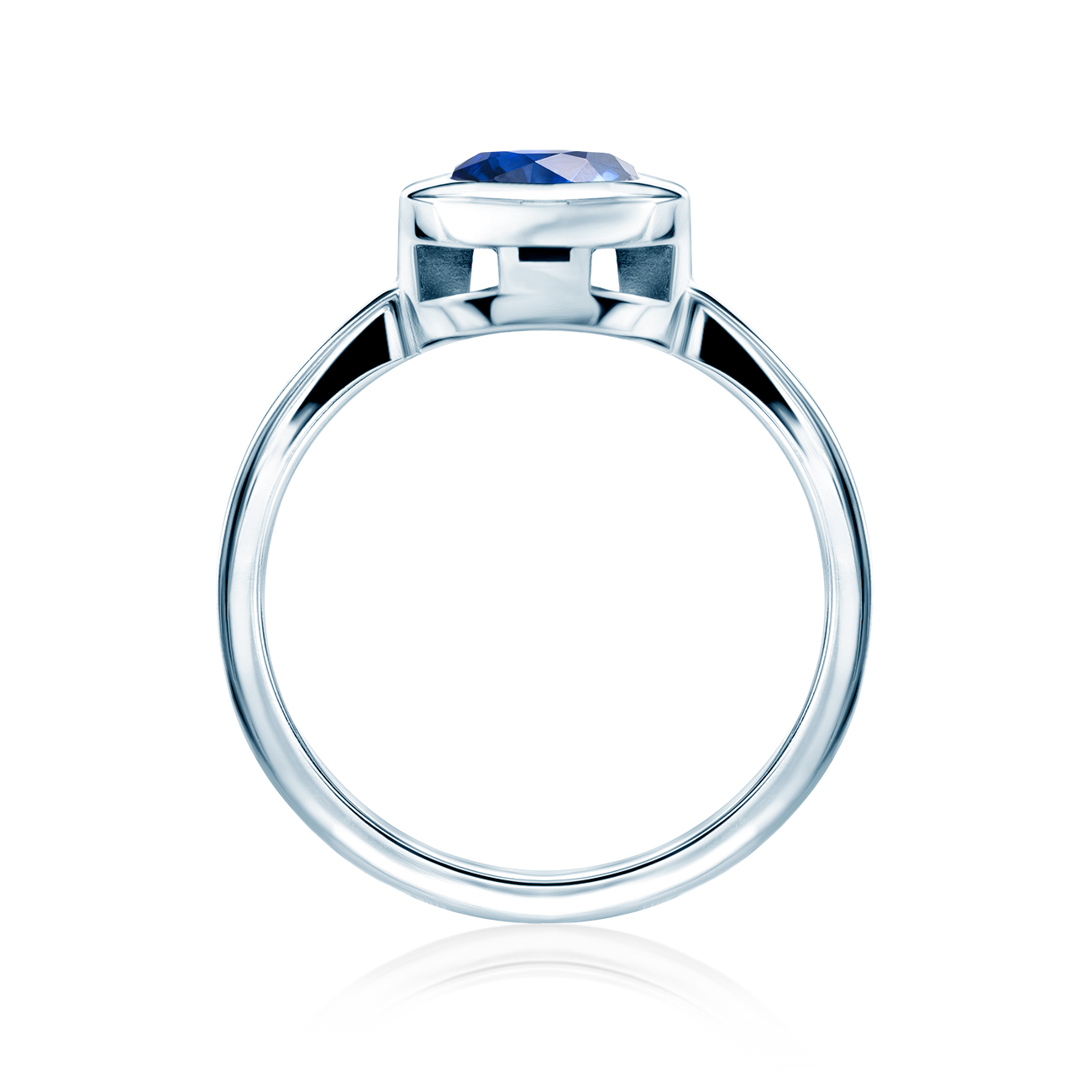 Pierścionek zaręczynowy SAVICKI: białe złoto, niebieski szafir