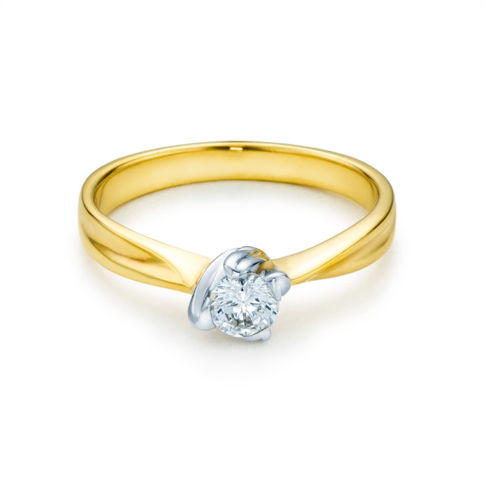 Zásnubní prsten SAVICKI: dvoubarevné zlato, diamant