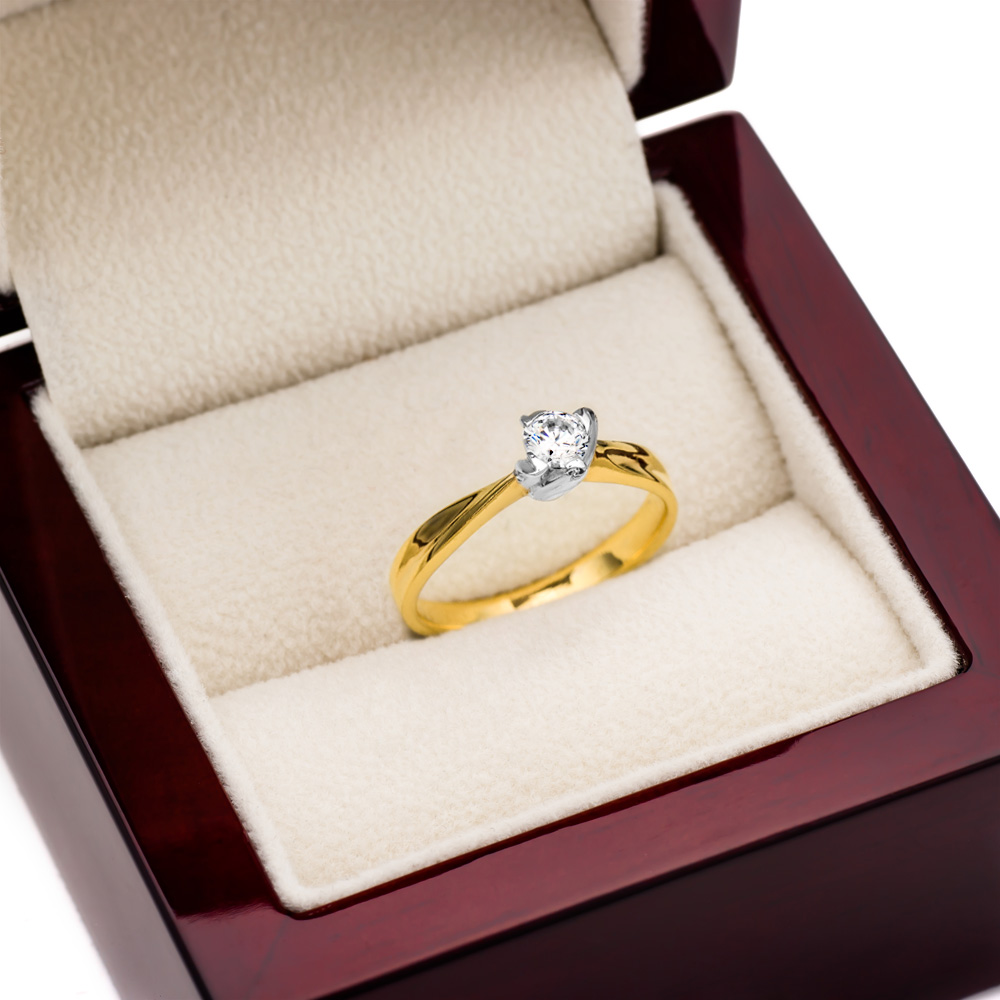 Pierścionek zaręczynowy SAVICKI: dwukolorowe złoto, z diamentem