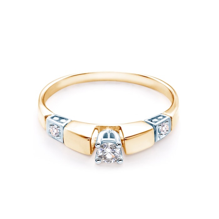Engagement Ring: two colour gold, diamond