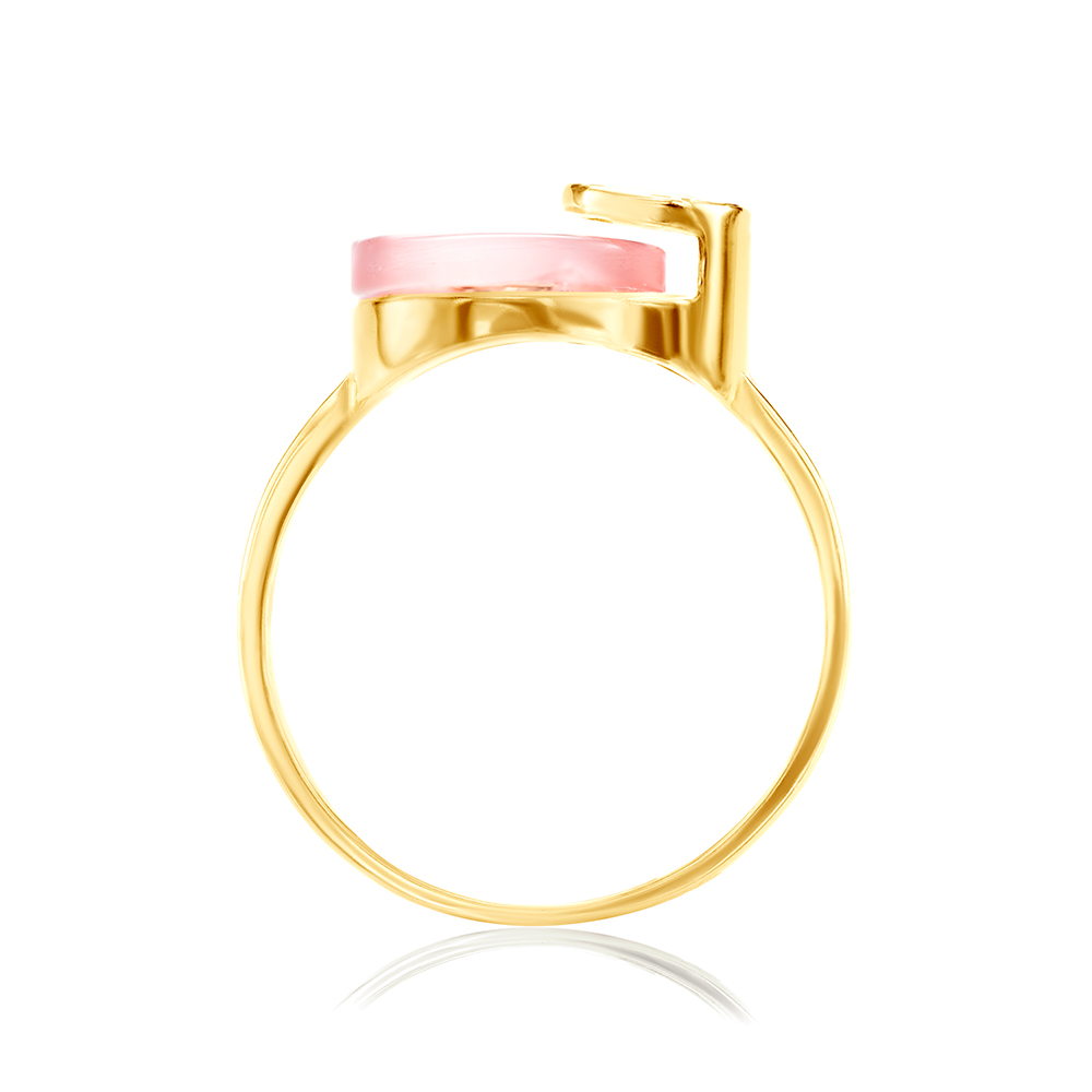 Pierścionek SAVICKI: srebro pozłacane, różowe kocie oko