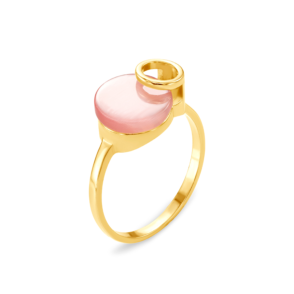 Pierścionek SAVICKI: srebro pozłacane, różowe kocie oko