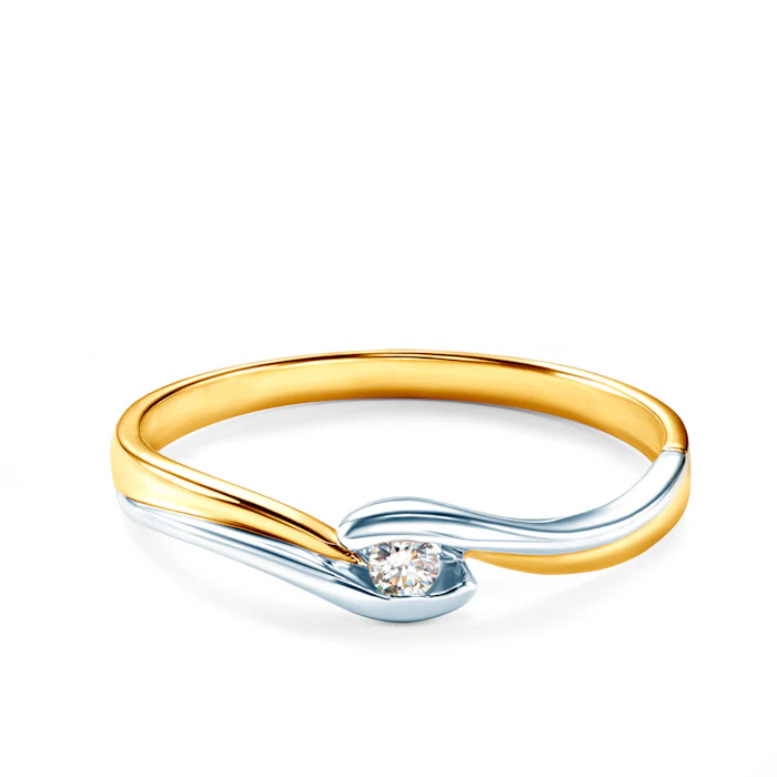 Tension Engagement Ring: two colour gold, diamond