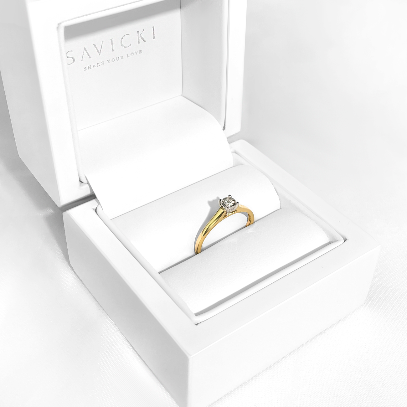 Verlobungsring Savicki: Zweifarbiges Gold, Diamant