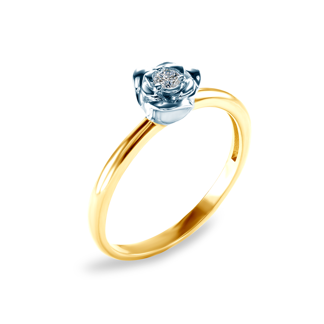 Pierścionek zaręczynowy SAVICKI: dwukolorowe złoto, diament