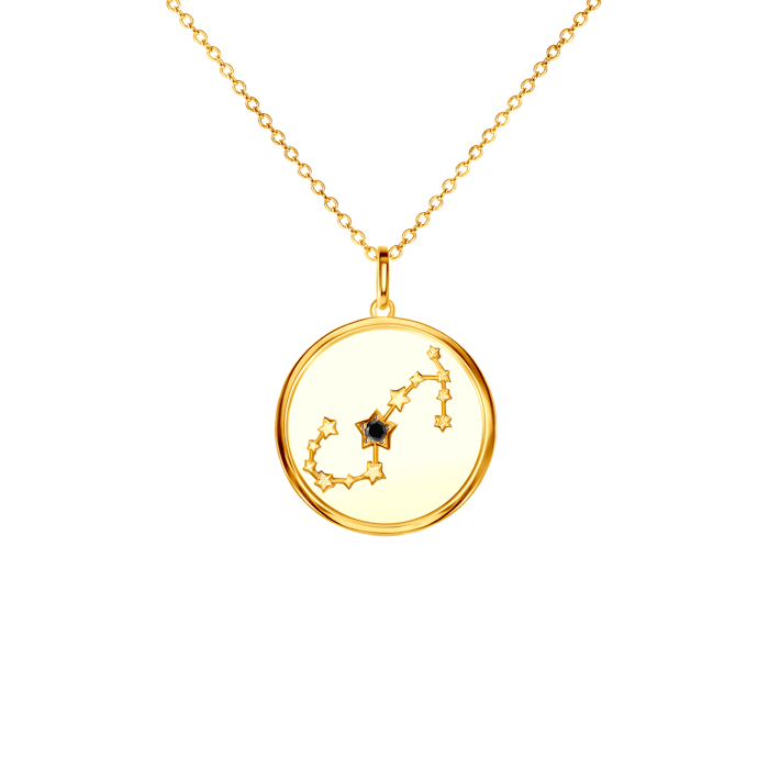 Náhrdelník znamení zvěrokruhu - štír SAVICKI: pozlacené stříbro, černý diamant