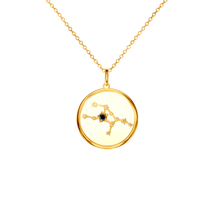 Náhrdelník znamení zvěrokruhu - panna SAVICKI: pozlacené stříbro, černý diamant