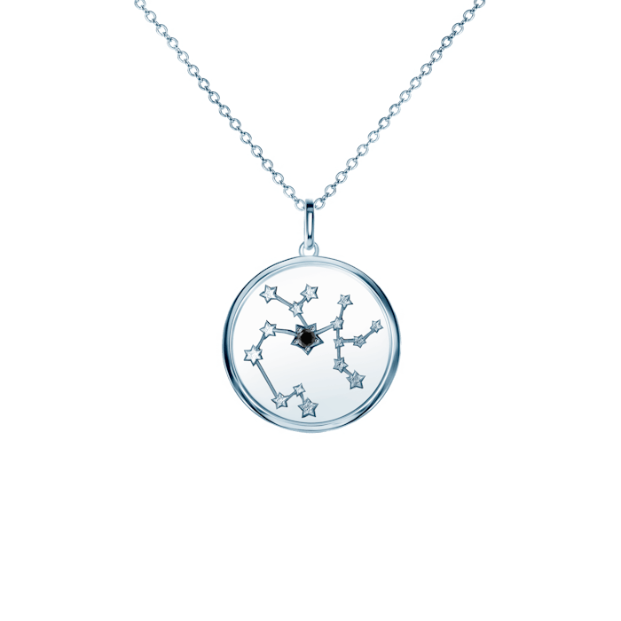 Náhrdelník znamení zvěrokruhu - střelec SAVICKI: stříbro, černý diamant