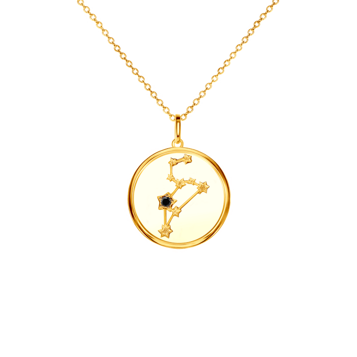 Necklace Zodiac Sign Leo Savicki: gold-plated silver, black diamond