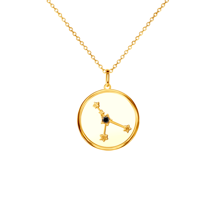 Necklace Zodiac Sign Cancer Savicki: gold-plated silver, black diamond
