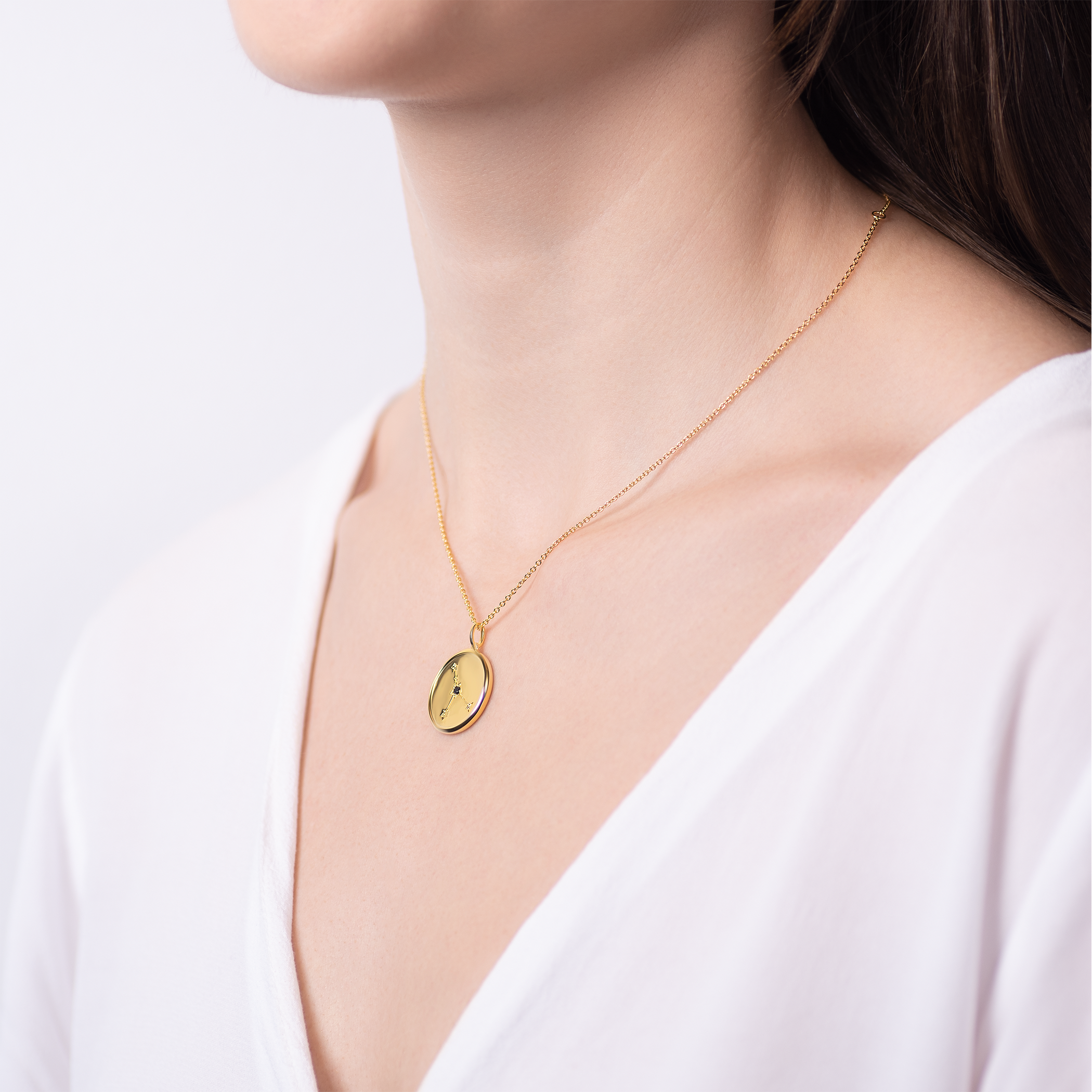 Halskette Sternzeichen Krebs Savicki: Silber Vergoldet, Schwarz Diamant