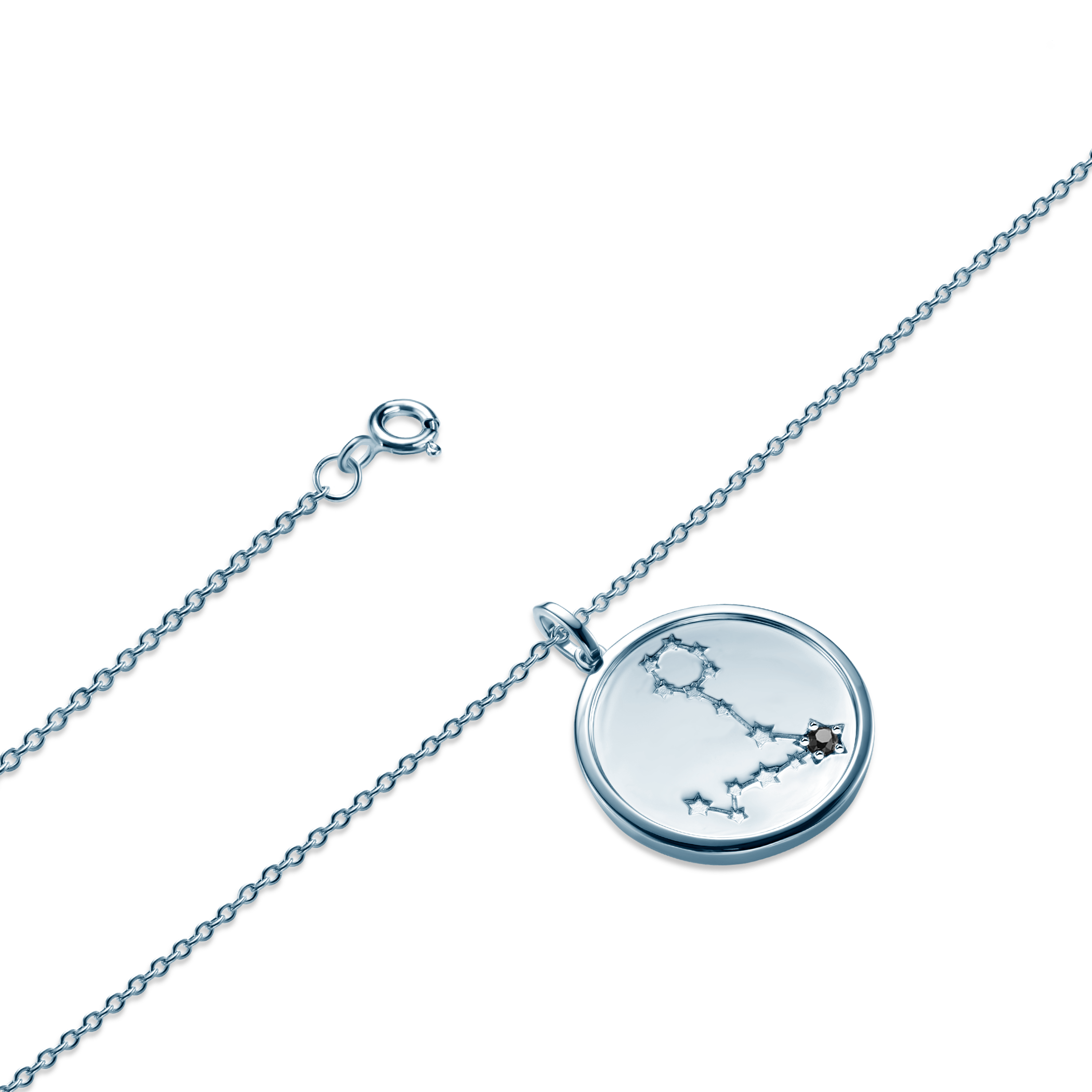 Naszyjnik znak zodiaku ryby Savicki: srebrny, czarny diament