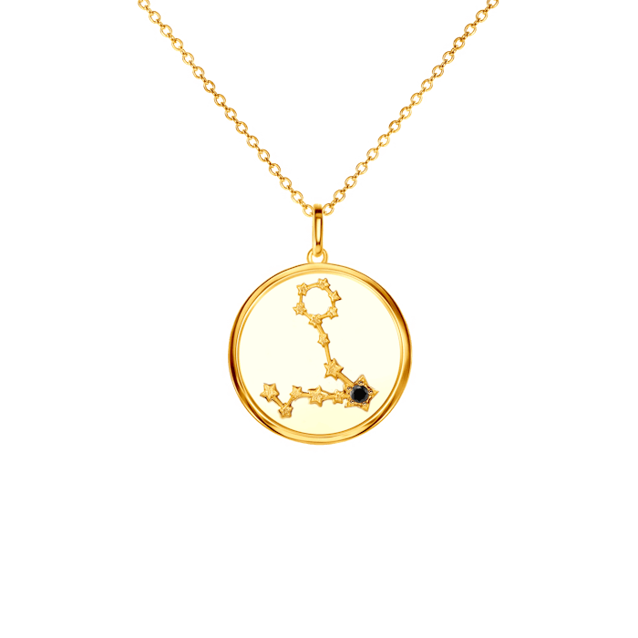 Náhrdelník znamení zvěrokruhu - ryby SAVICKI: pozlacené stříbro, černý diamant