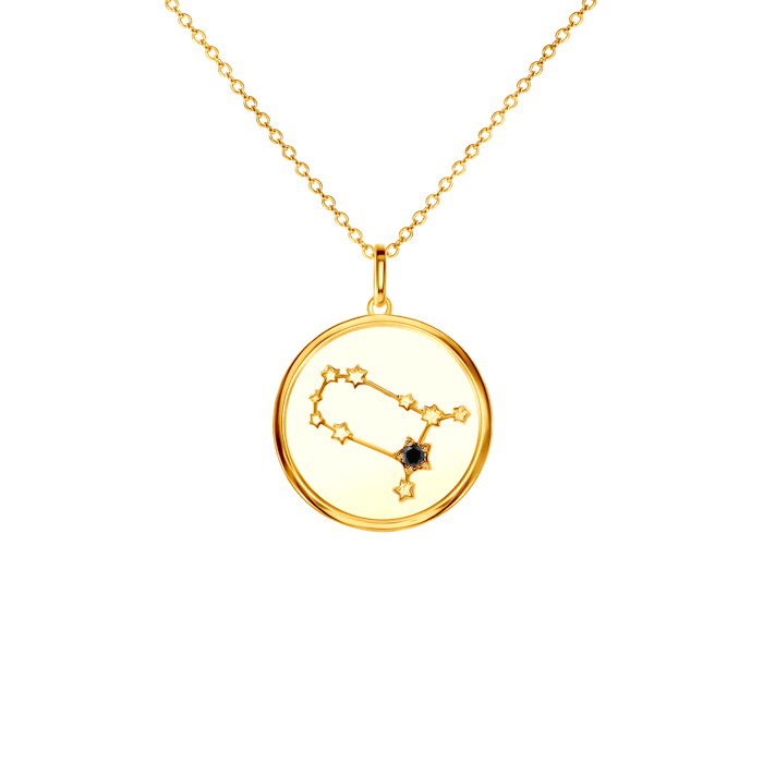 Náhrdelník znamení zvěrokruhu - blíženci SAVICKI: pozlacené stříbro, černý diamant