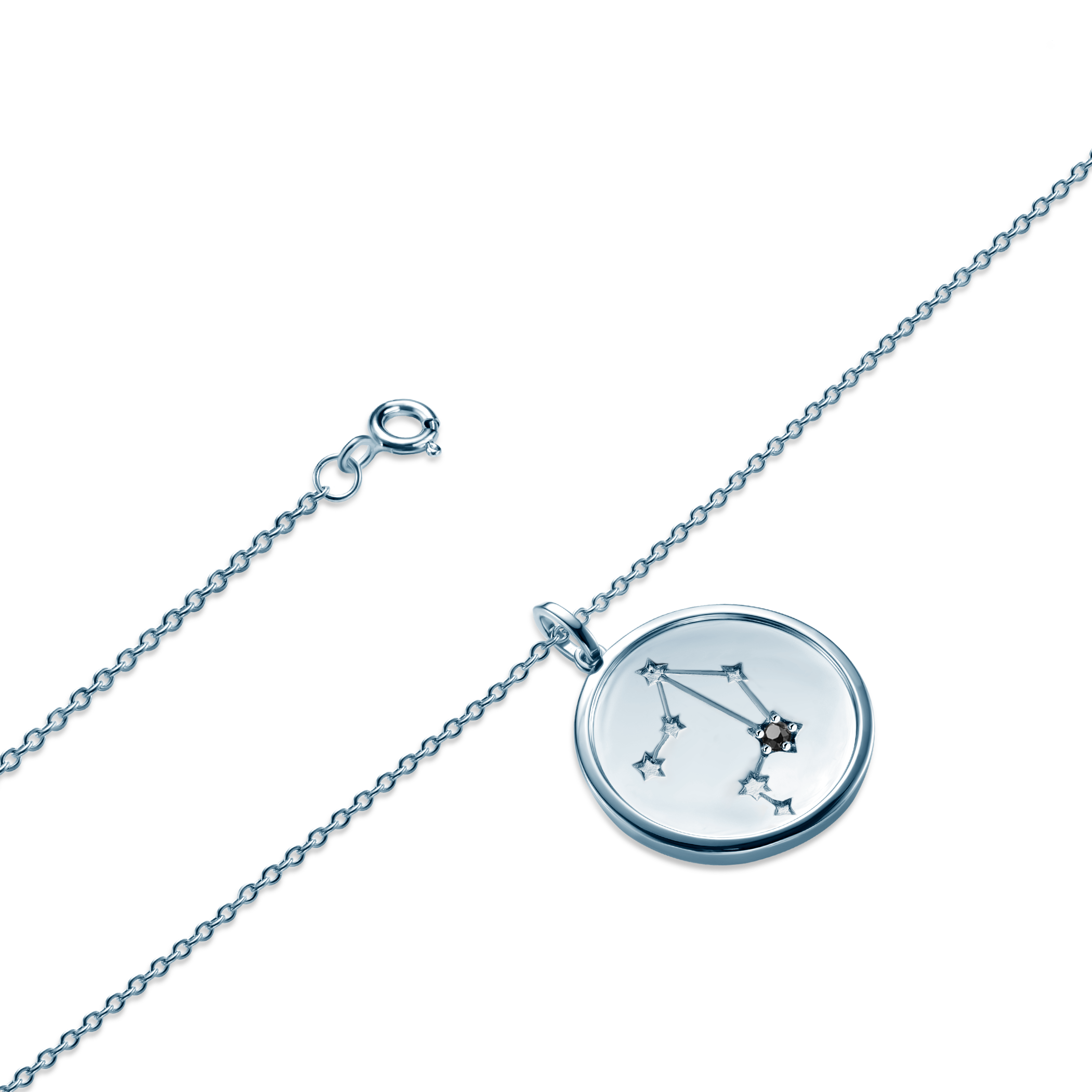 Naszyjnik znak zodiaku waga Savicki: srebrny, czarny diament - 3