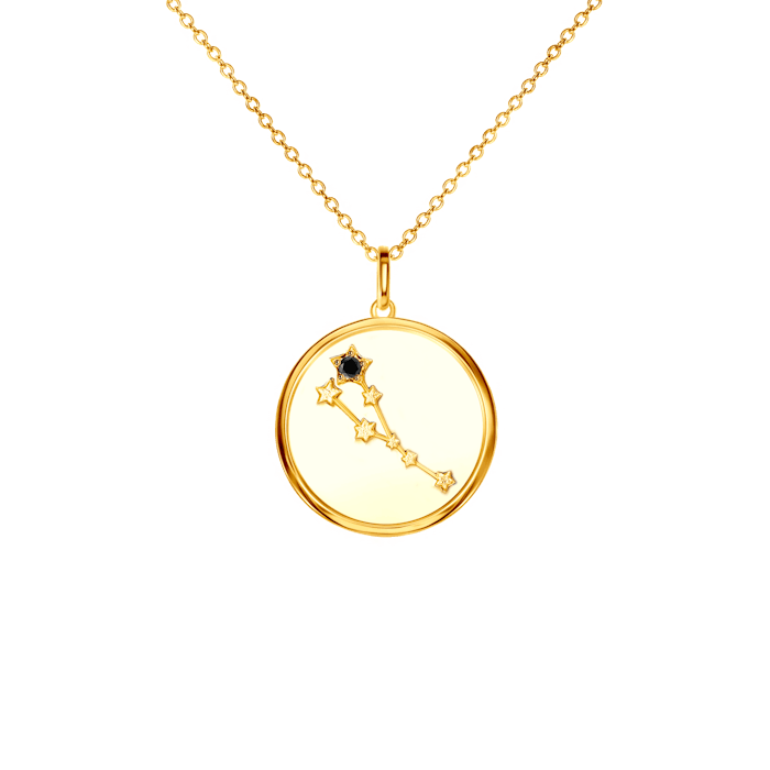 Náhrdelník znamení zvěrokruhu - býk SAVICKI: pozlacené stříbro, černý diamant