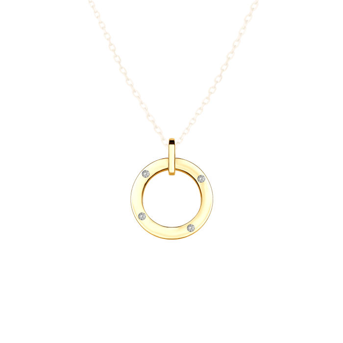 Přívěsek Engrave: pozlacené stříbro, bílý safír, rytina