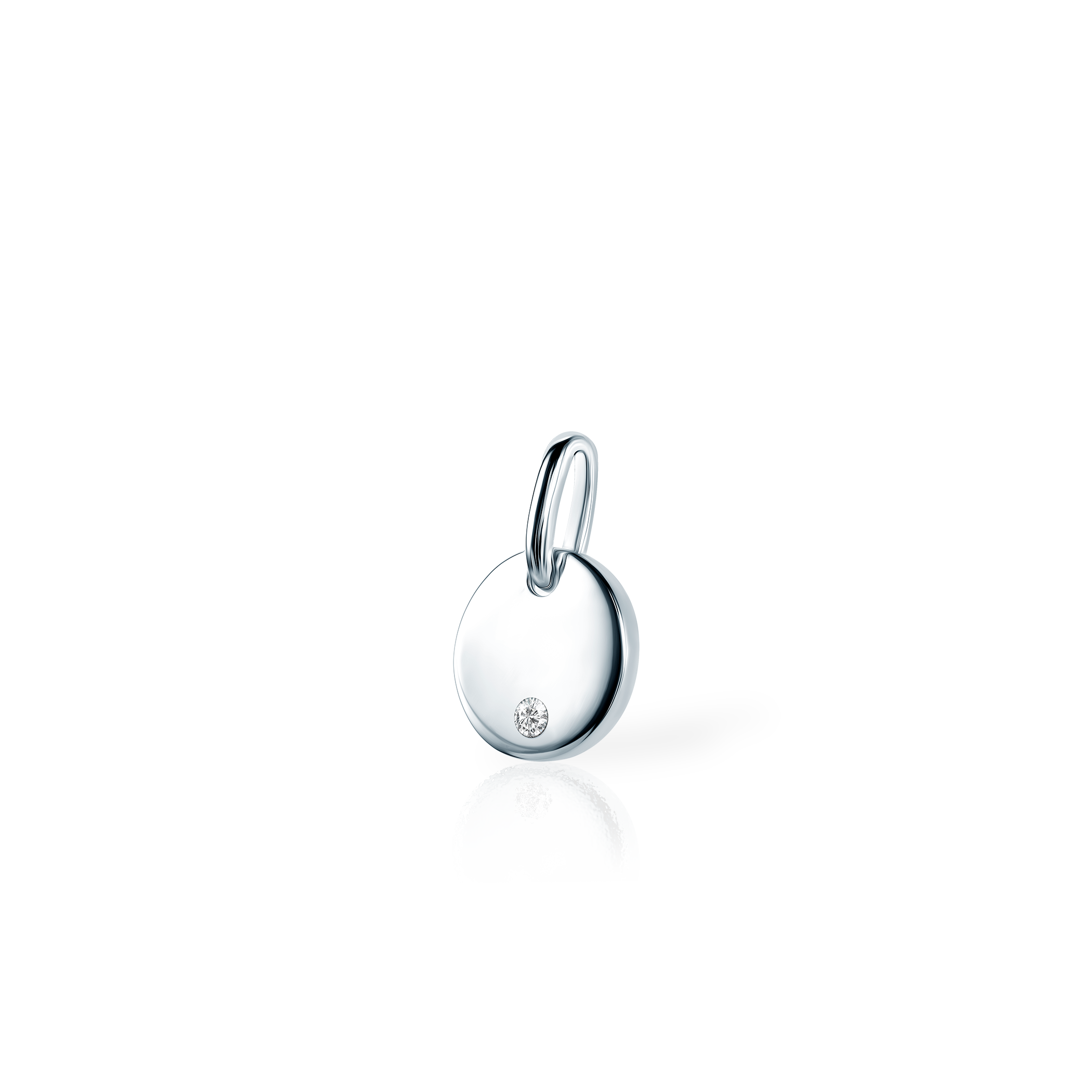 Zawieszka koło Engrave: srebrna, biały szafir, grawer