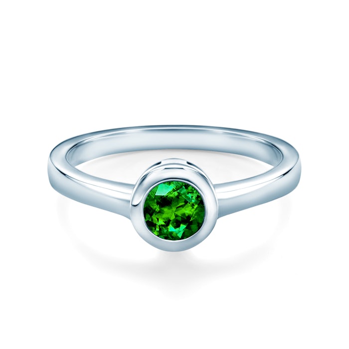 Tension Engagement Ring: white gold, emerald