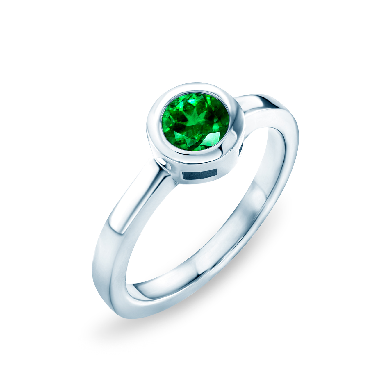 Pierścionek zaręczynowy SAVICKI: białe złoto, szmaragd