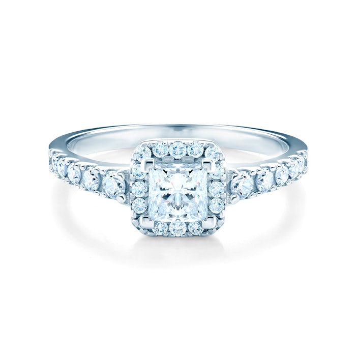 Halo Engagement Ring: white gold, diamond