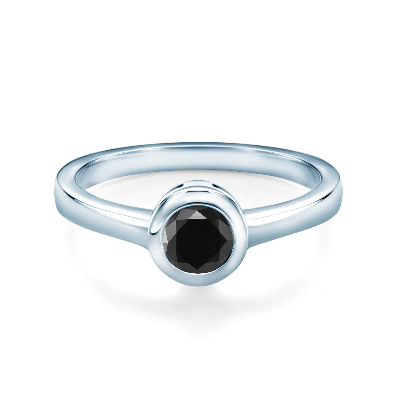 Pierścionek zaręczynowy SAVICKI: białe złoto, czarny diament