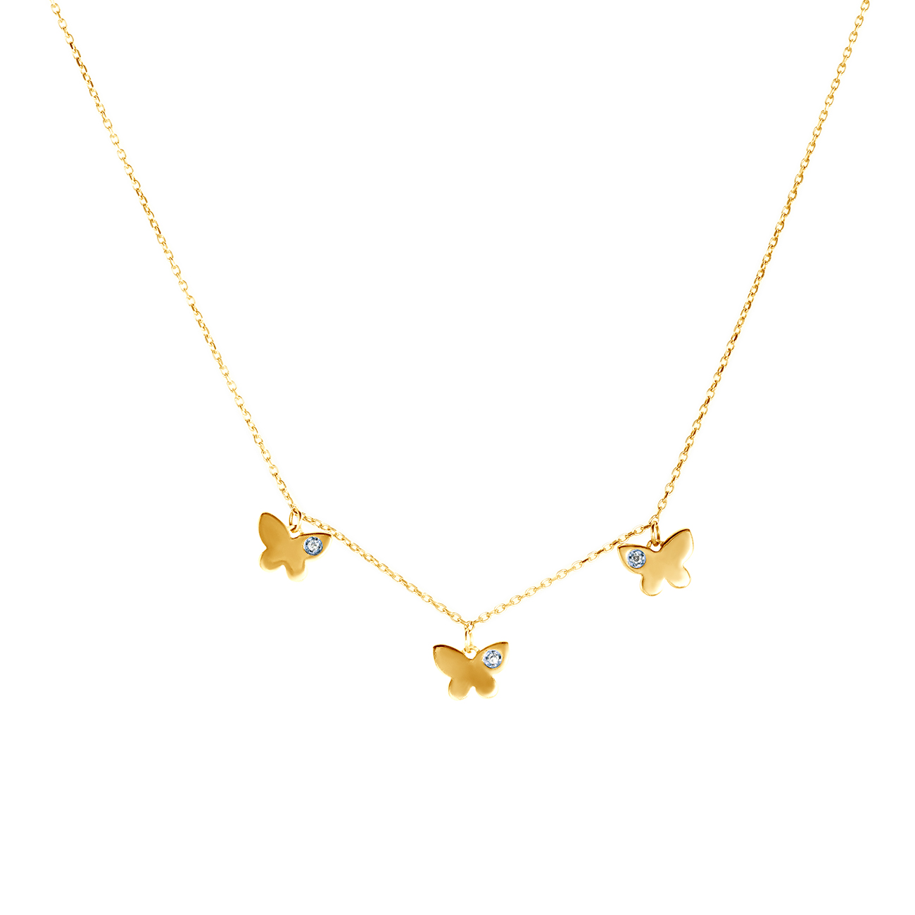 Naszyjnik motylki Animals: złoty, diamenty