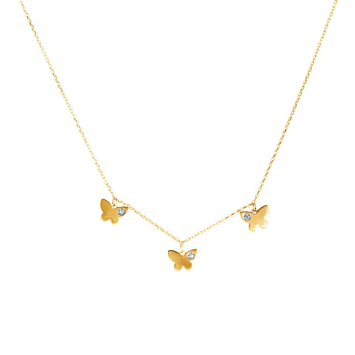 Náhrdelník motýľ Animals: zlatý, diamanty