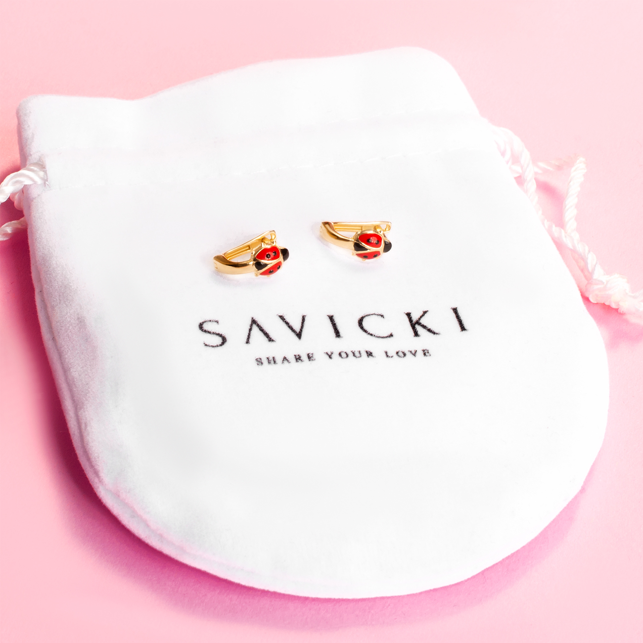 Kolczyki biedronki Savicki: złote