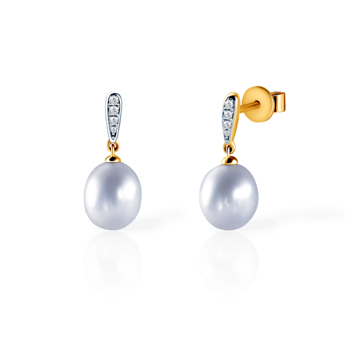 Kolczyki Savicki: złote, perła, diamenty
