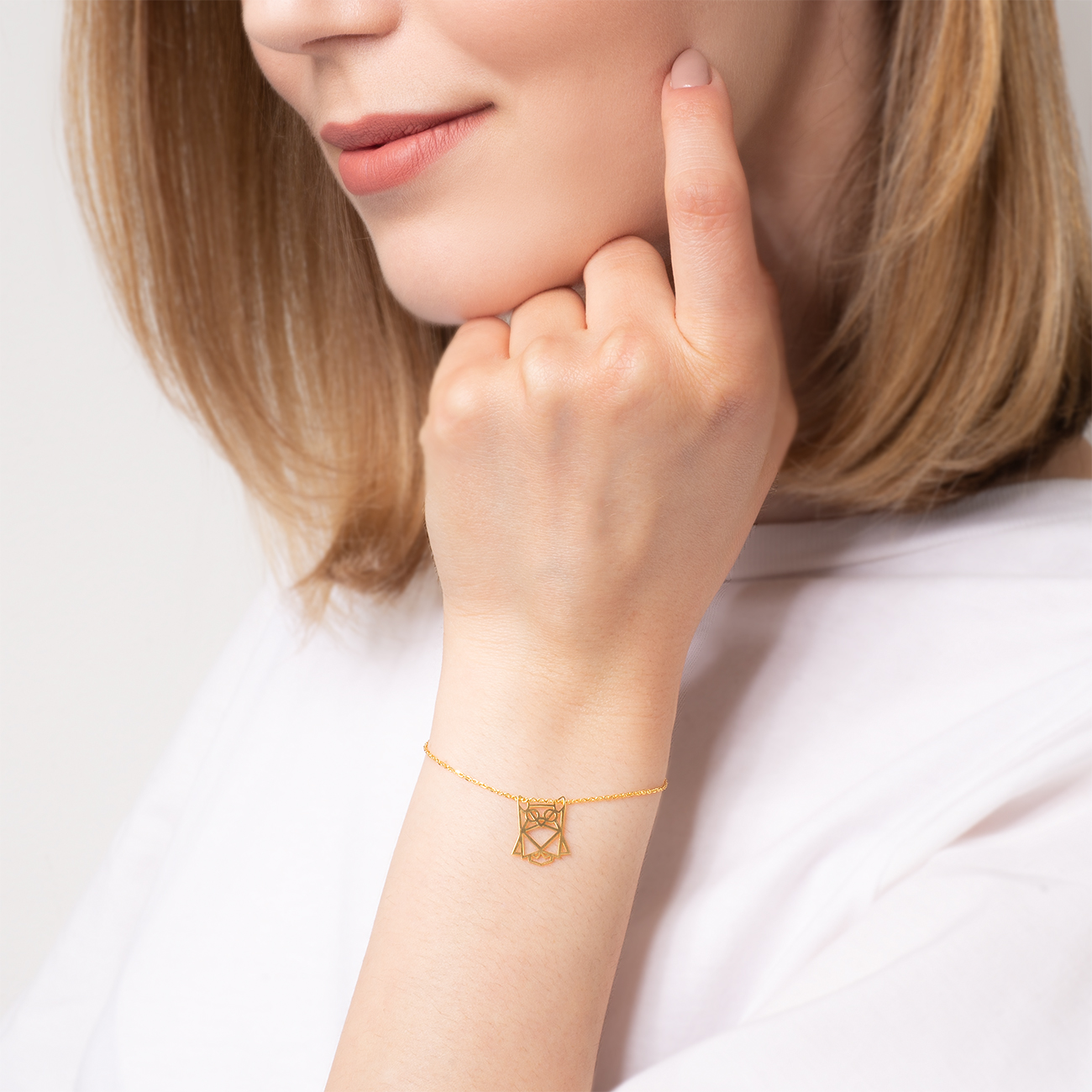 Bransoletka celebrytka sowa Animals: srebrna pozłacana - 5