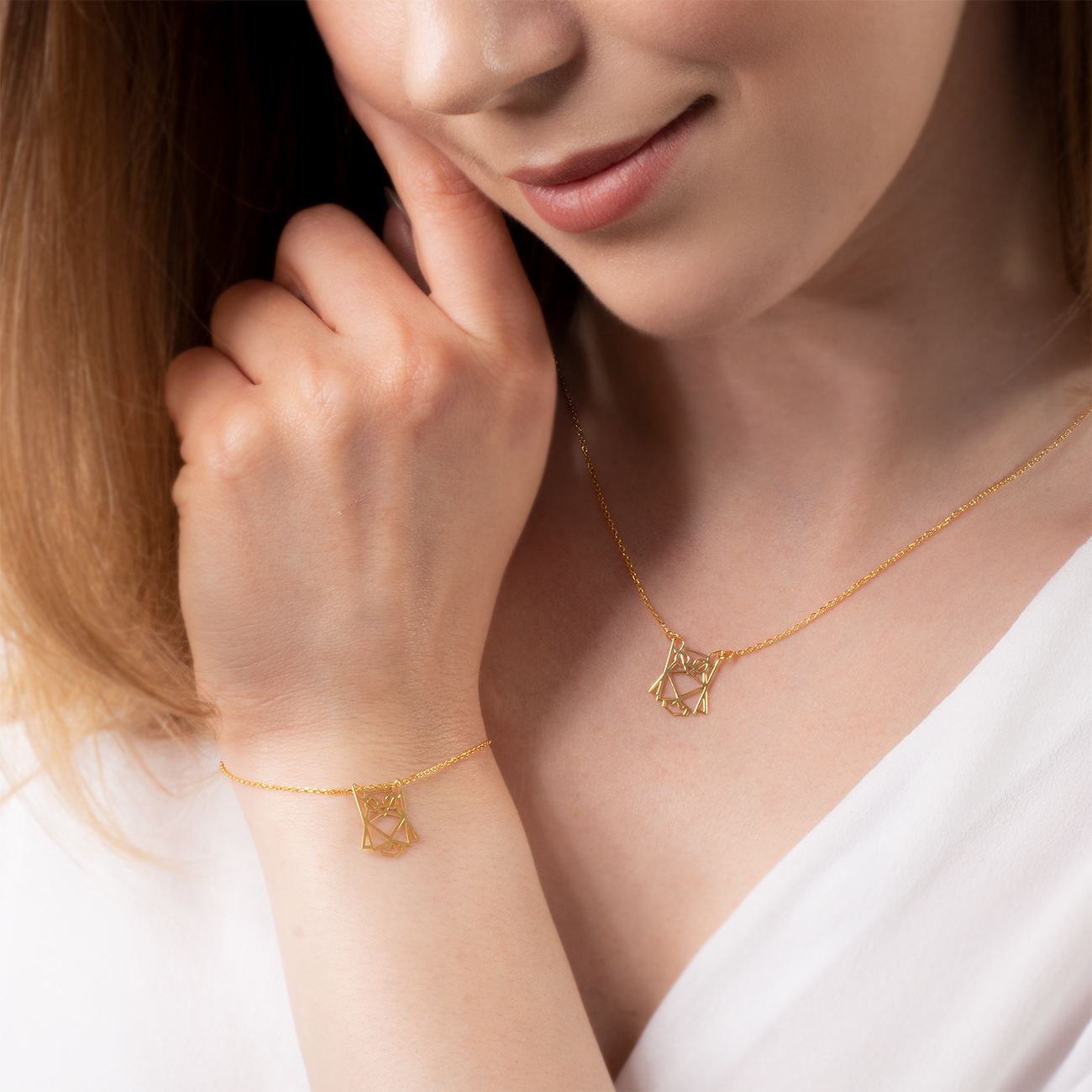 Bransoletka celebrytka sowa Animals: srebrna pozłacana - 6