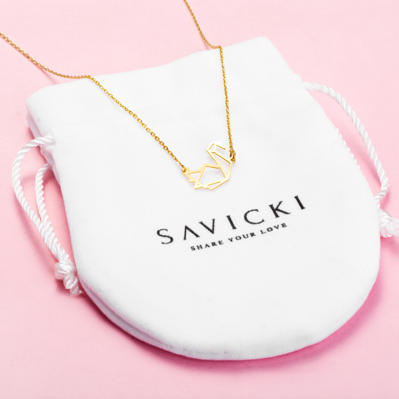 Naszyjnik celebrytka łabędź Animals: srebrny pozłacany - 4