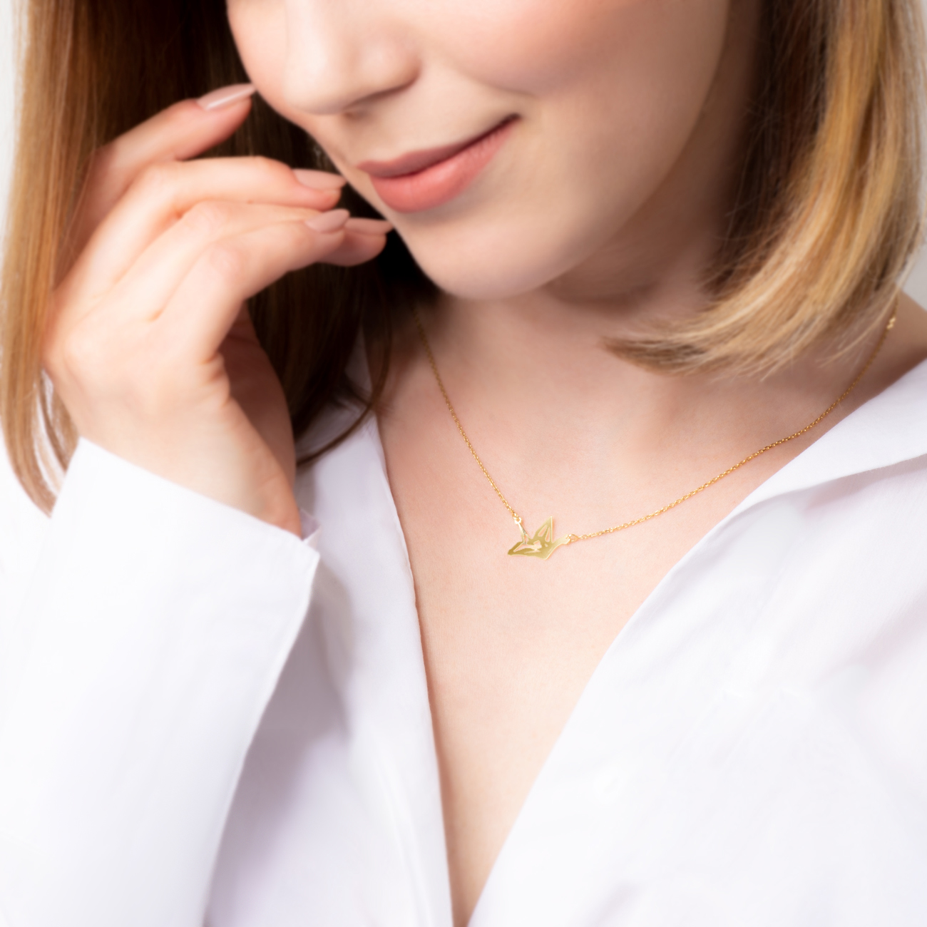 Naszyjnik celebrytka gołąb Animals: srebrny pozłacany - 5