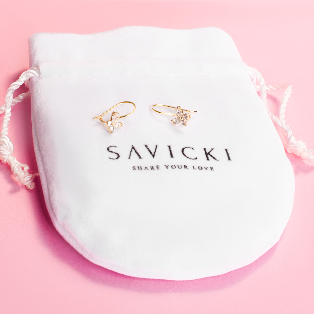 Kolczyki motylki Animals: złote, cyrkonie - 3