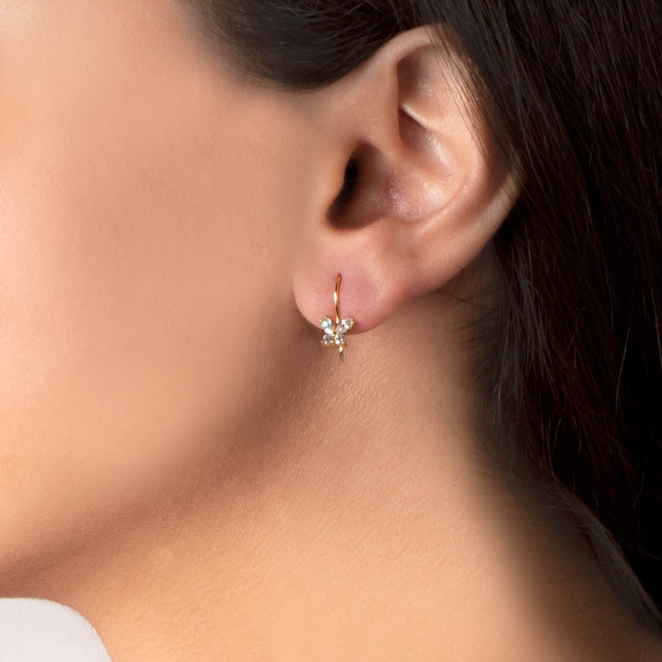 Kolczyki motylki Animals: złote, cyrkonie - 4