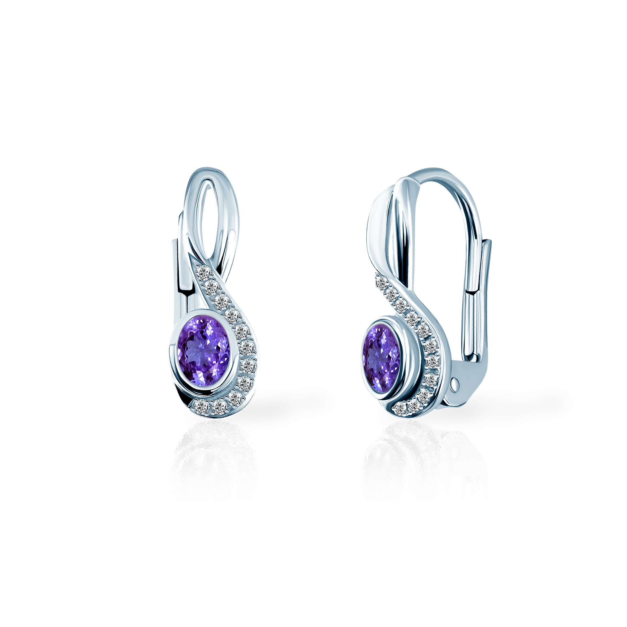 Kolczyki Savicki: białe złoto, diamenty, tanzanity