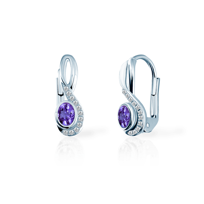 Kolczyki Savicki: białe złoto, diamenty, tanzanity