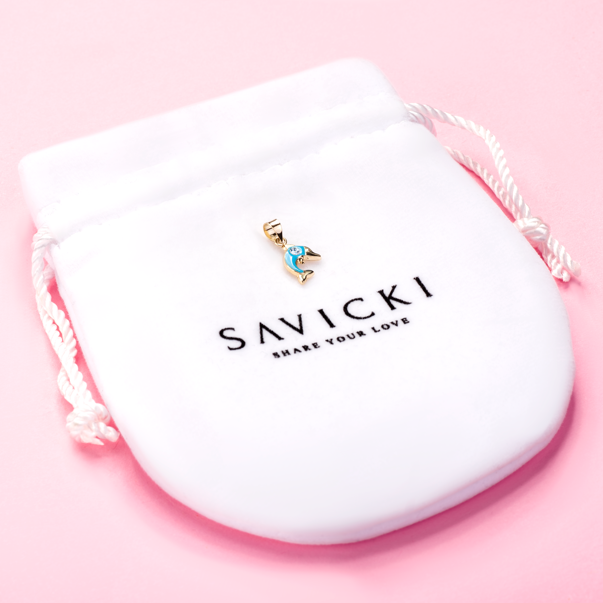 Zawieszka delfin Animals: złota, cyrkonia - 4