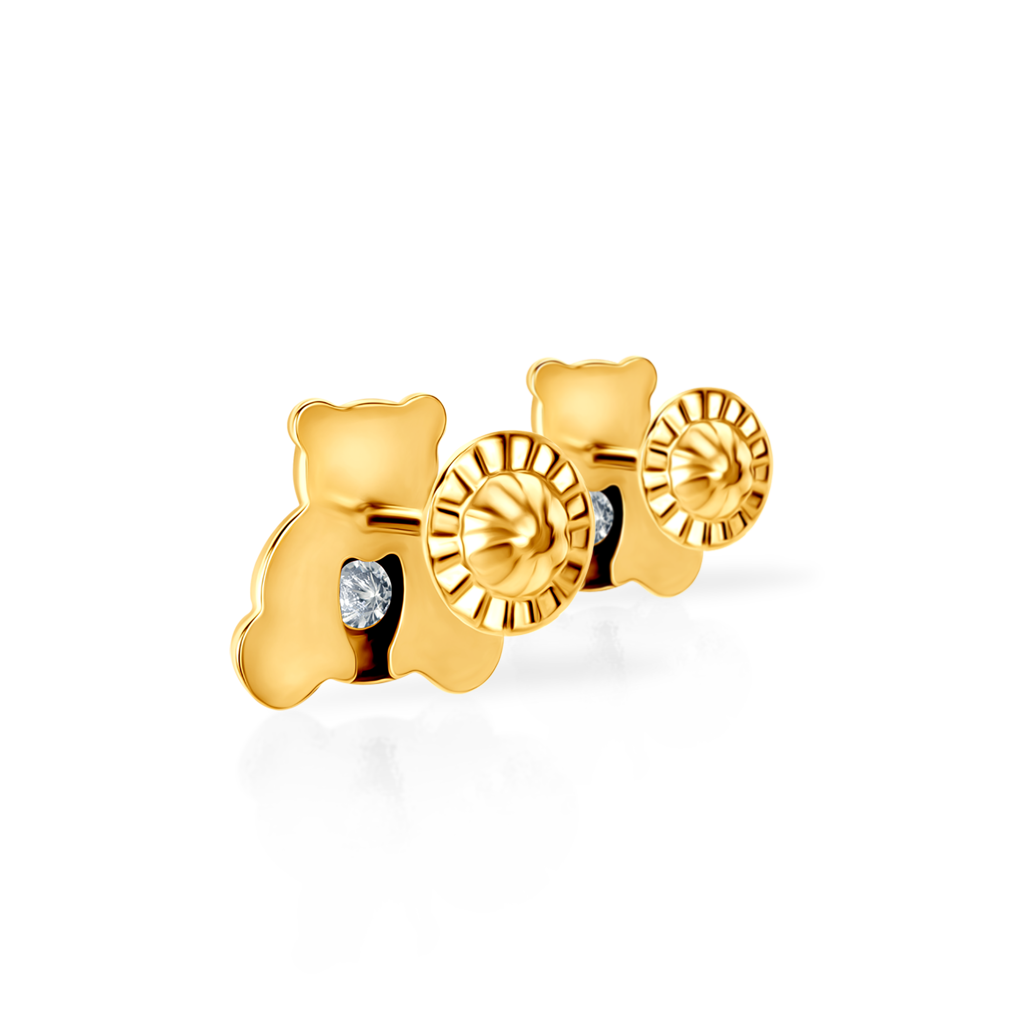 Kolczyki misie Savicki: złote, cyrkonie - 3