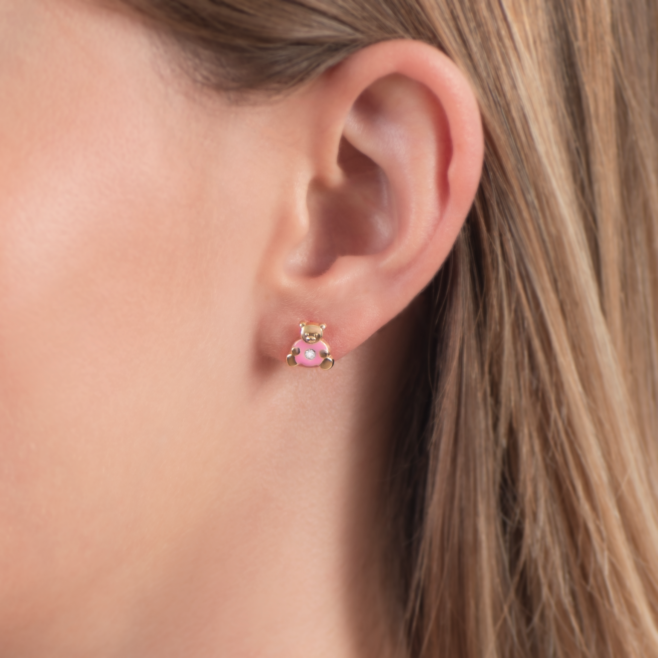 Kolczyki misie Savicki: złote, cyrkonie - 5