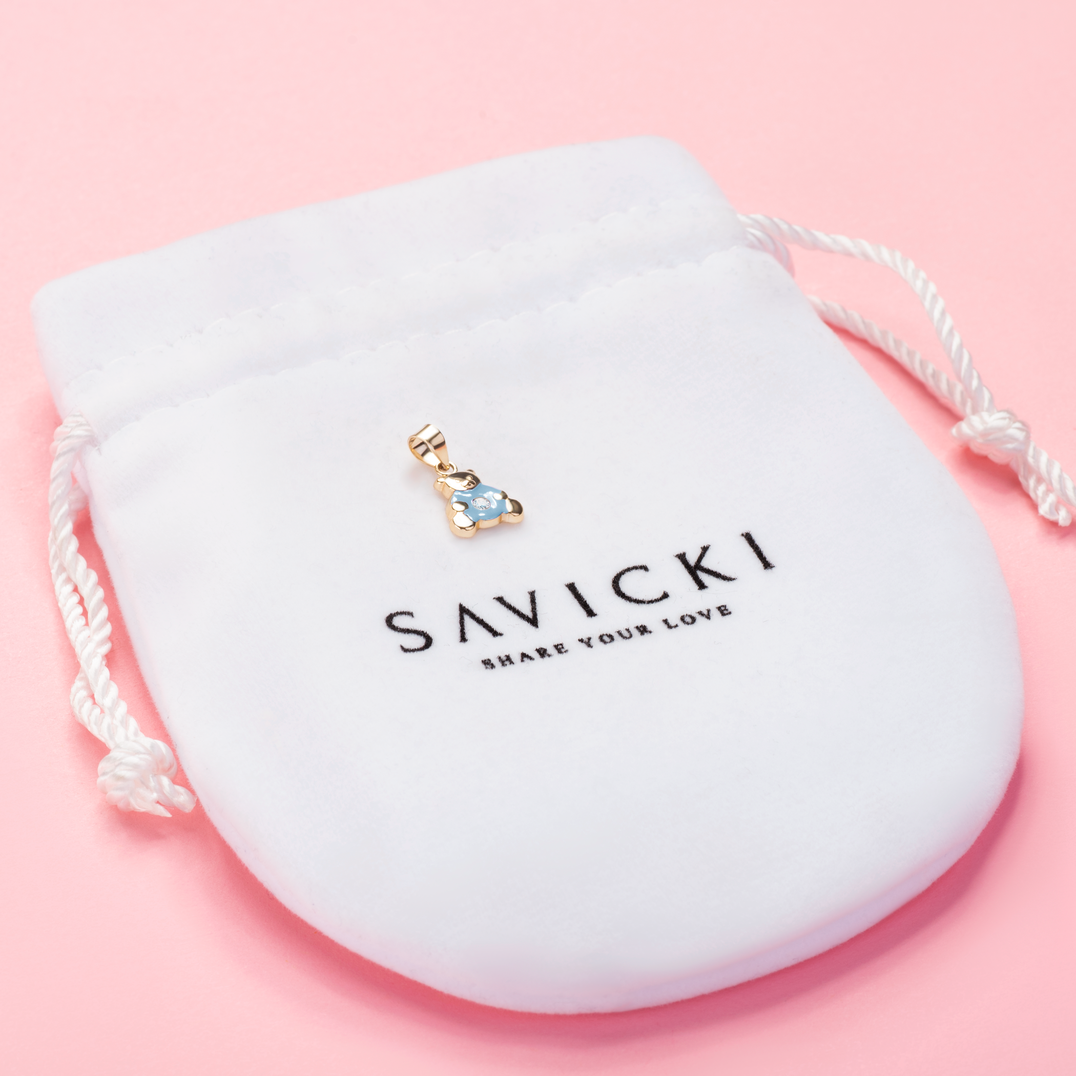 Zawieszka miś Animals: złota, cyrkonia