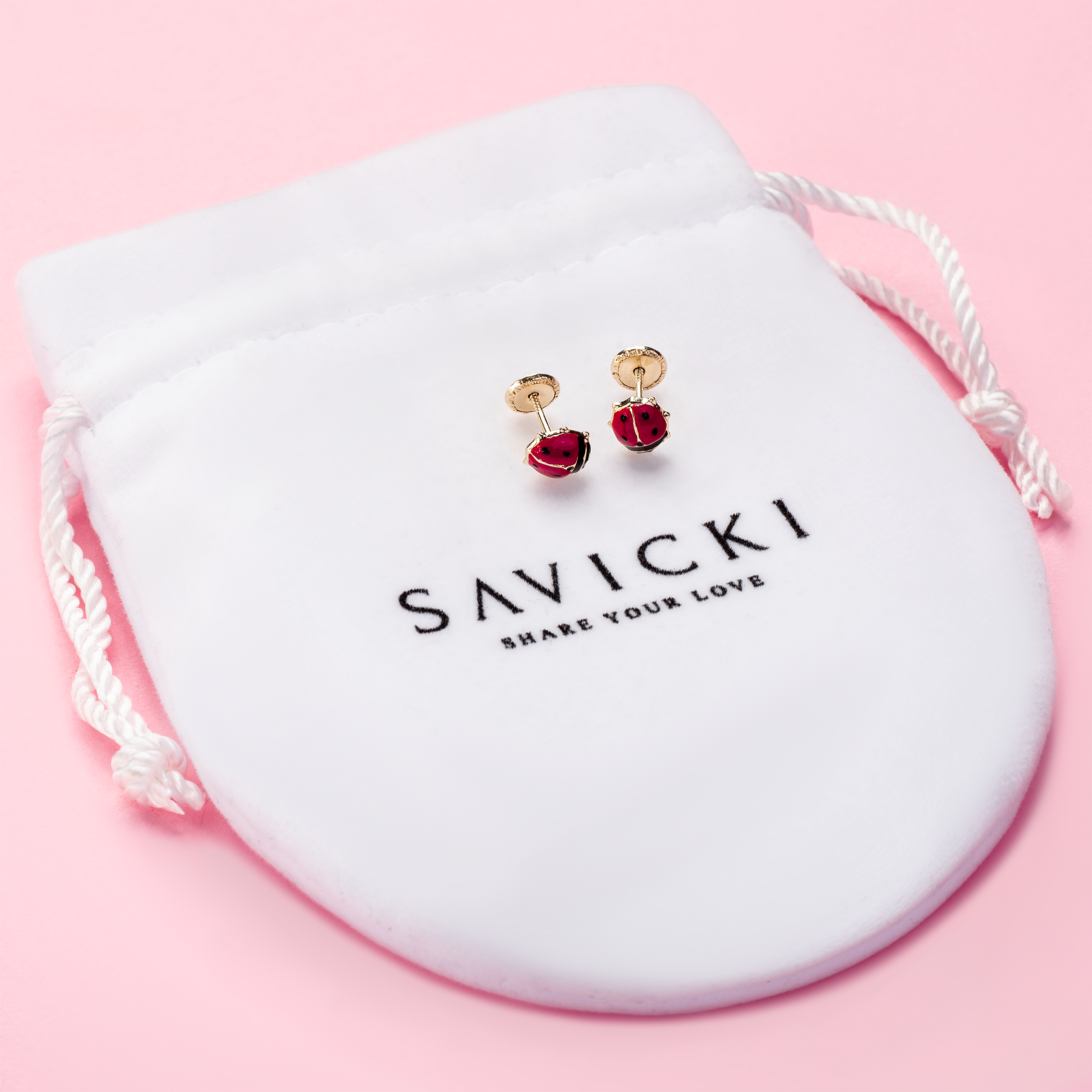 Kolczyki biedronki Savicki: złote