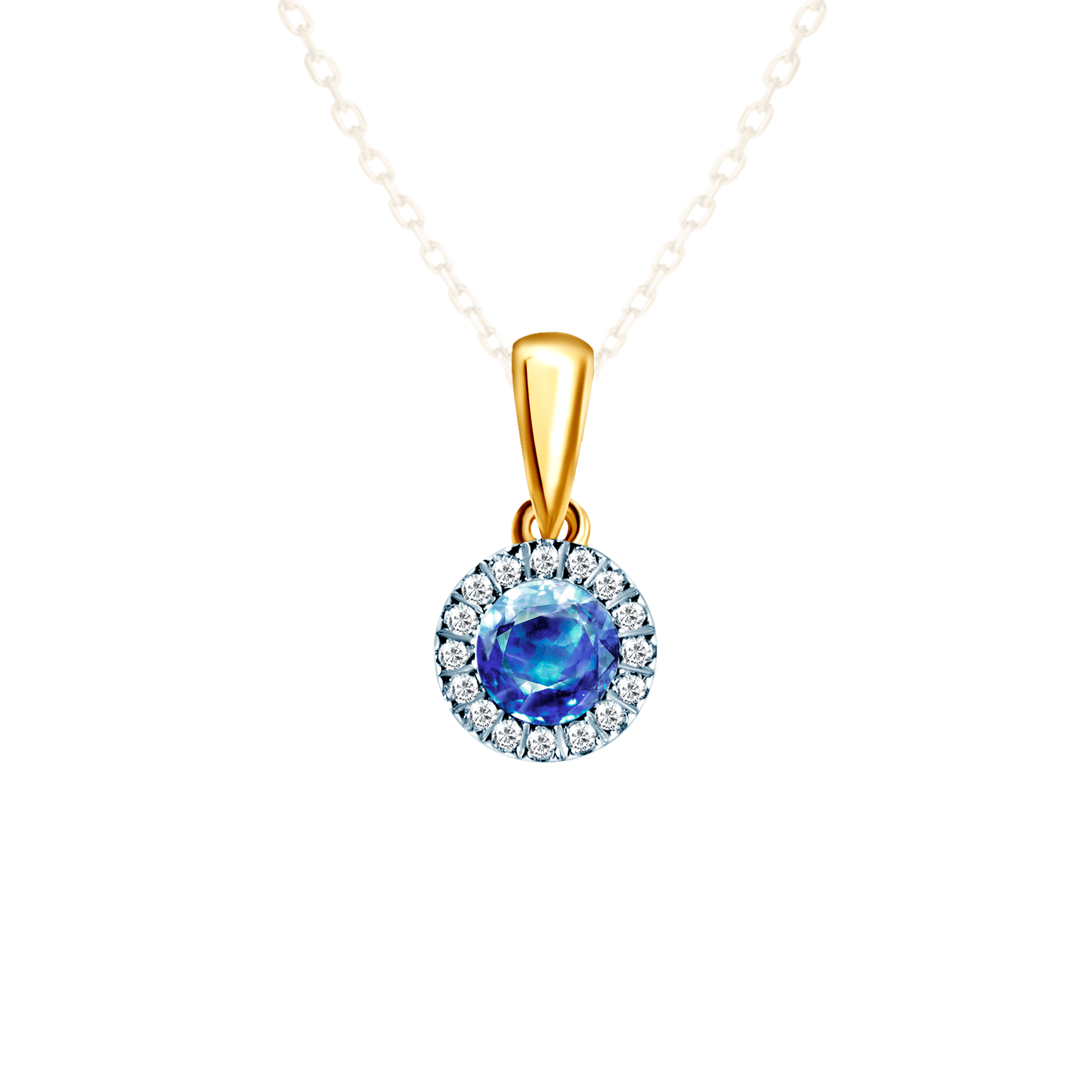 Zawieszka Savicki: złota, diamenty, niebieski szafir