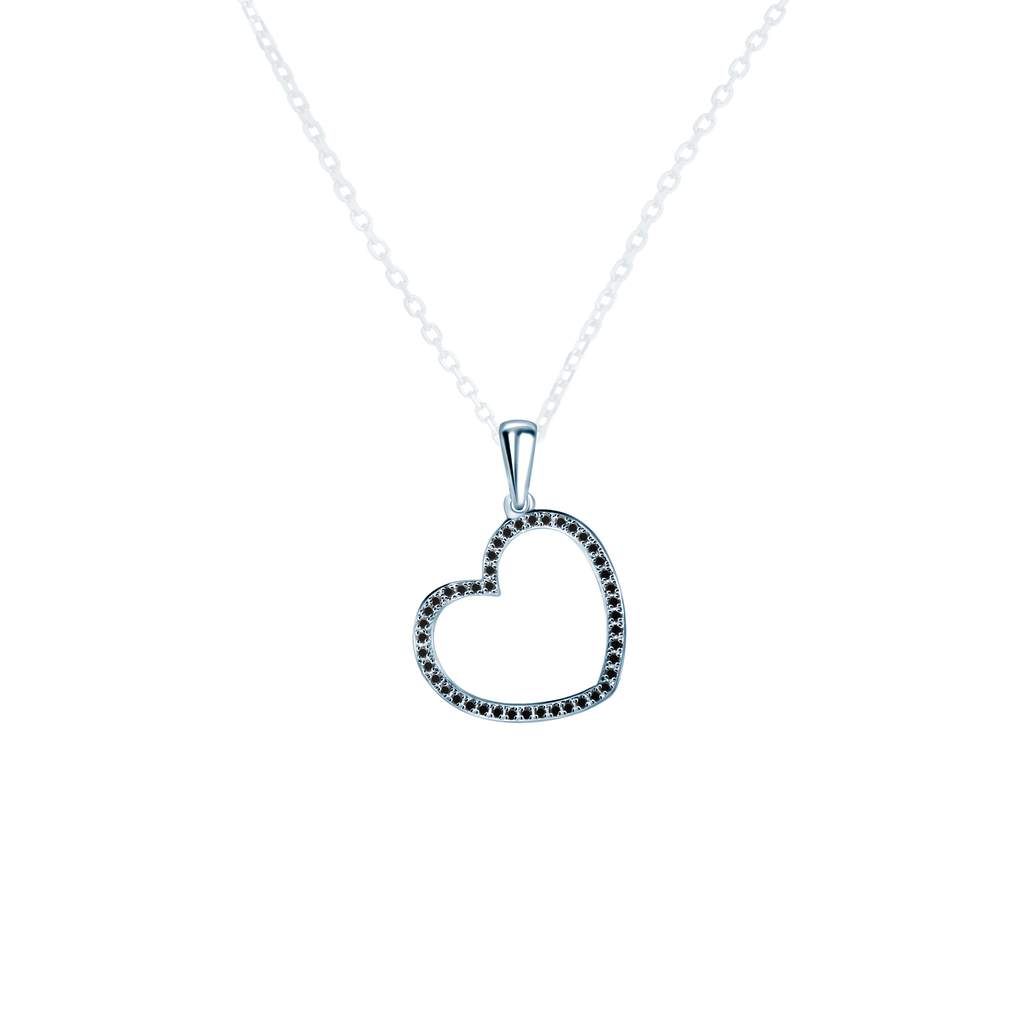 Zawieszka serce Savicki: białe złoto, czarne diamenty