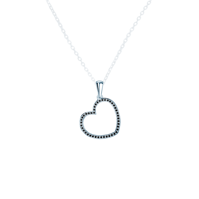 Pendant Heart Savicki: white gold, black diamonds